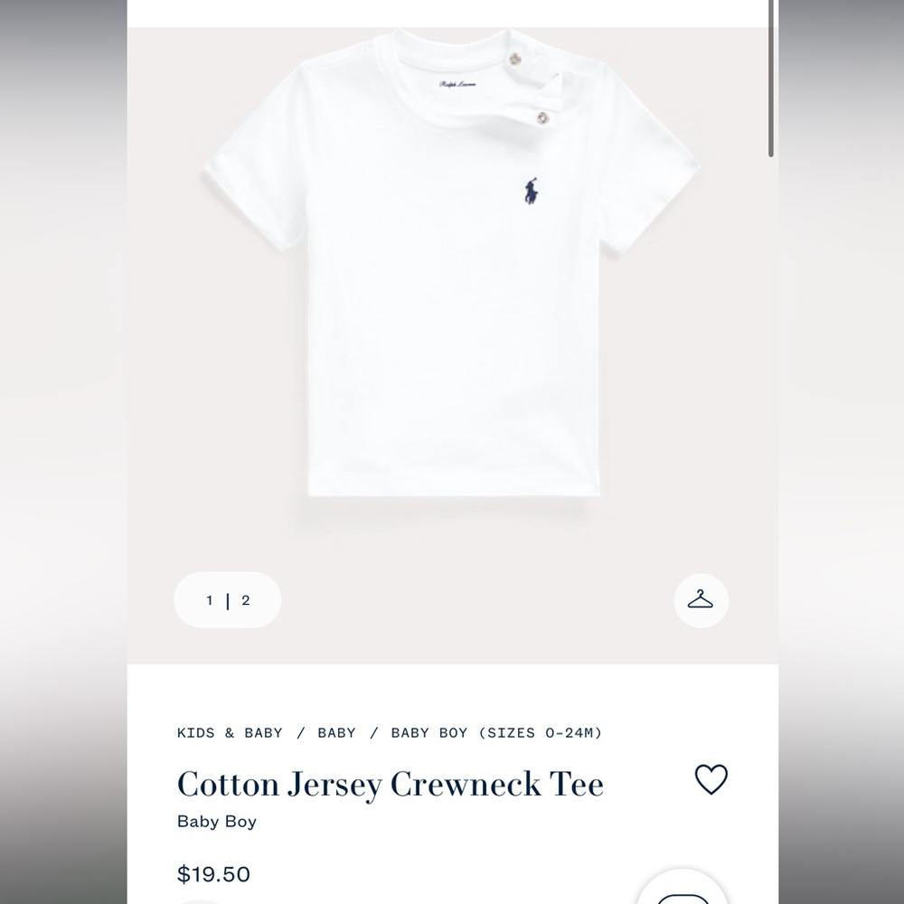 Cotton Jersey Crewneck Tee for baby boy size